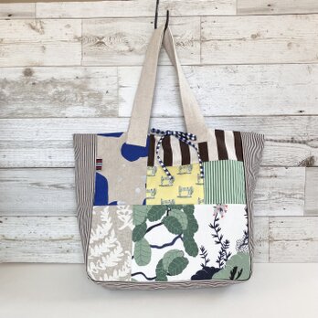 大容量　くったりトートバッグ　グリーンとブルー