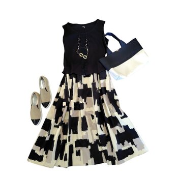 ★丈75㎝まで★綿100％モノトーン★北欧柄のたっぷりギャザースカート★しっかりした生地★受注製作★