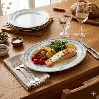 昭和レトロ　31.5cmオーバルプレート　小花柄  5枚セット サイズ:約31.5×22.9×h3.1cm 重量：約750g