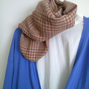 格子柄×linen マフラー