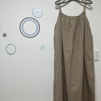 ギャザーキャミワンピース　コットン　播州織　