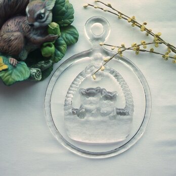 仔猫サンキャッチャー　ガラスオーナメント　北欧アート　　スカンジナビア
