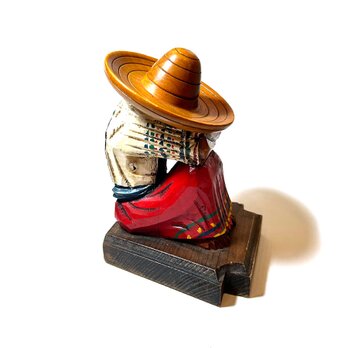 Mexican Folk Art Sleeping Woman Sombrero Wooden Hand Carved