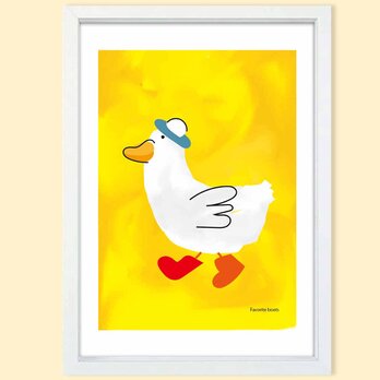 はじめてのブーツ　アヒル　送料無料 　あらゆるお部屋のポスター　イラスト　アートポスター　アート/sei検索新着順　2823