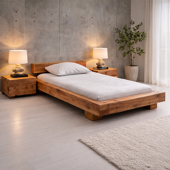 無垢材の頑丈木製ベッド｜サイズオーダー対応｜高身長の方にもおすすめ