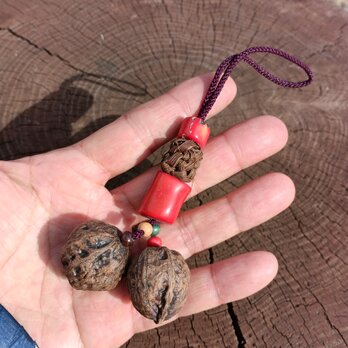 山葡萄の蔓と山珊瑚と胡桃のチャーム ダブルタイプ 20260201-A