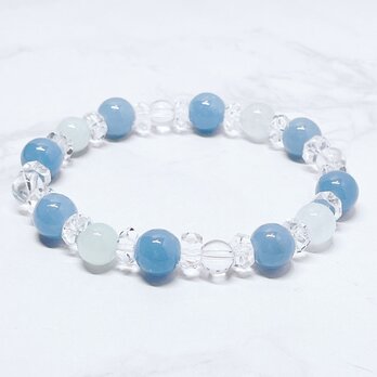 ✦途切れそうなご縁を結び直す◎天然石ブレスレット｜エンジェライトエンジェライト・アクアマリン No.860