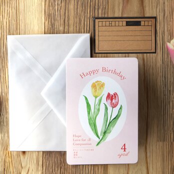 4月チューリップ＊花言葉のバースデーカード