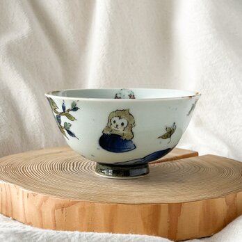 チコロット❤️Mサイズ❤️すべて手描き❤️染付け❤️ご飯茶碗お雑煮やぜんざい❤️小鉢❤️童話❤️さるかに合戦