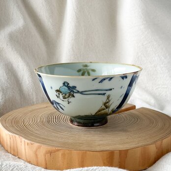 チコロット❤️Lサイズ❤️すべて手描き❤️染付け❤️ご飯茶碗❤️汁椀にもなる❤️小鉢として❤️童話❤️舌切り雀