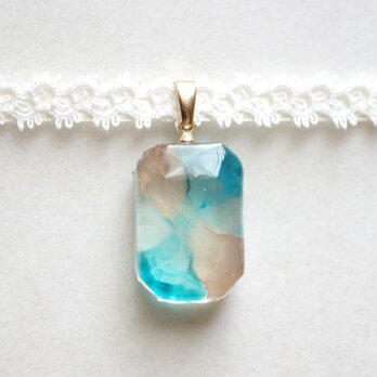 【受注製作】レジンアート　エメラルドカットとタティングレースとサテンリボンのチョーカー〈桐の葉蔭〉