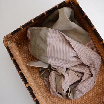 昭和中期 木綿 縞模様 風呂敷 大判｜ジャパンヴィンテージ古布 2トーン フェード ハンドメイド・リメイク素材