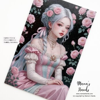 《宮廷のデュバリーローズ》☘️ロココ調 薔薇姫 プリンセス スマホやお財布に入る イラスト アート カード プラスチック製