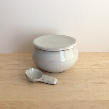 塩壺（匙付き）白