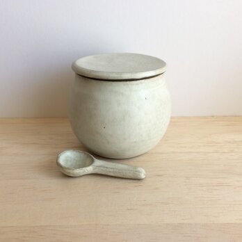 丸蓋物（匙付き）白マット