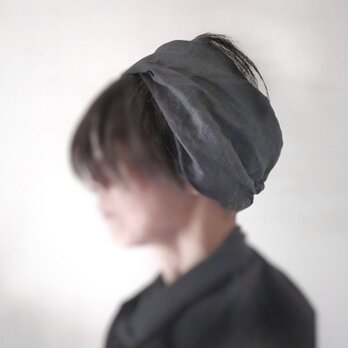 ターバンなヘアバンド　リネンmix黒　送料無料