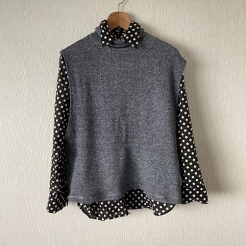 杢パイルカットソータートルベスト　杢紺Ｆ