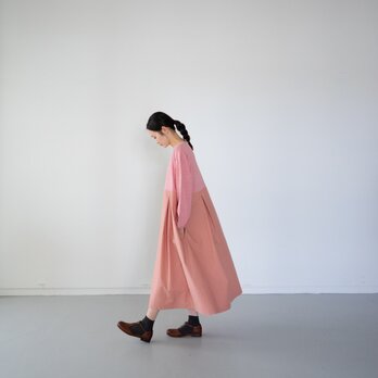 mixed fabric panel dress/切り替えワンピース/red heather