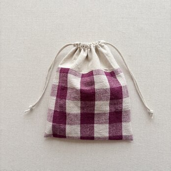 巾着　パープルチェック