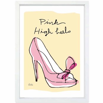 ピンクハイヒール　送料無料 　イイネたのしいポスター　イラスト　ポスター　アートポスター　アート/sei検索新着順　4059