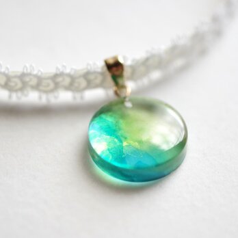 【受注製作】レジンアート　ラウンドモチーフとタティングレースとサテンリボンのチョーカー〈バイオスフェア〉