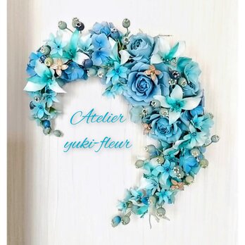 ☆クレイフラワー作品[爽やかなブルーリース]