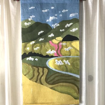 ロウケツ染　タペストリー　オアシス