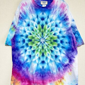 タイダイ ビッグシルエット Tシャツ Lサイズ 曼荼羅 カラフル ムラ染め Hippies Dye HD25-56