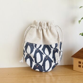 ラウンド型のミニ巾着（ペンギン）