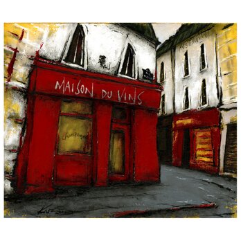 風景画 パリ 油絵「ワインの家」