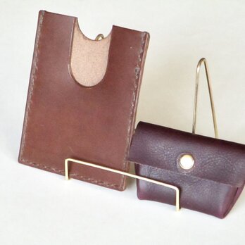 ♥︎3000円均一♥︎　シンプルパスケースと超小物入れのセット（チョコとパープル）