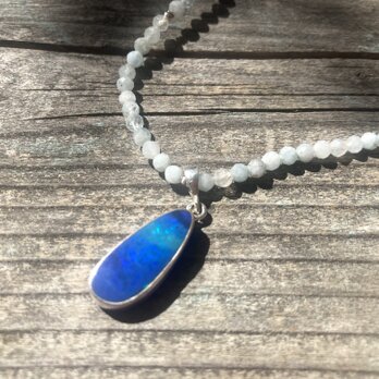 *sv925*Ｇrand Blue Australian Ocean Opal Necklace 　アクアマリン/ラピスラズリ