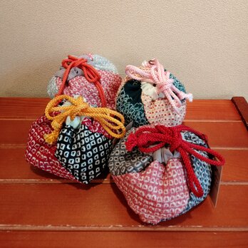 着物　絞りパッチワーク巾着（エスカルゴ小）