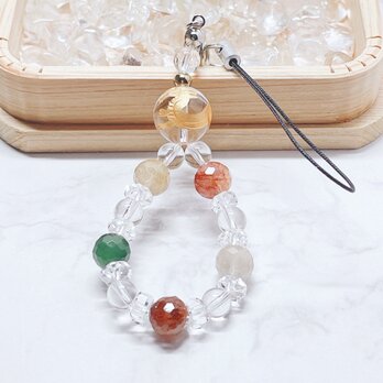 ✦麒麟水晶 × マルチカラールチル 仕事やお金の流れ、ご縁を引き寄せたい方へ◎天然石ストラップ【数量限定】No.861S