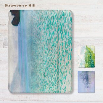 iPadケース ペン収納 軽量 背面クリア スタンド機能 風景が　ゴッホ　クリムト　モネ