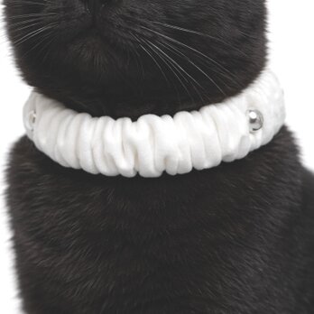 【数量限定】シルバー丸パーツの猫用シュシュ首輪