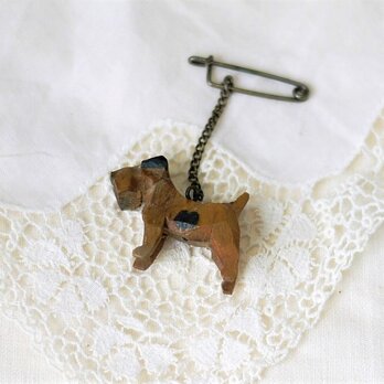 木彫り犬のブローチ　豆犬　 イタリア