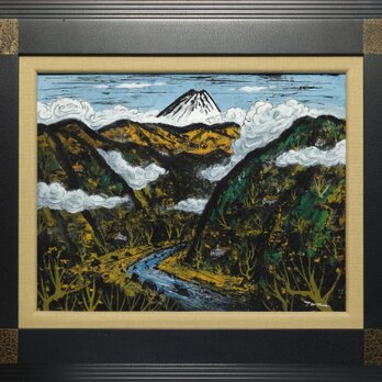 「富 士」(NO.2606) 6号F ケント紙にアクリル絵の具 送料無料 安本太ん