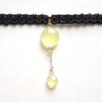 【受注製作】レジンアート　ラウンドモチーフとタティングレースとベルベットリボンのチョーカー〈朝日に匂う花盛り〉