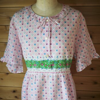 ヴィンテージ　プリントナイティ　サマードレス　ホームドレス　フランス古着