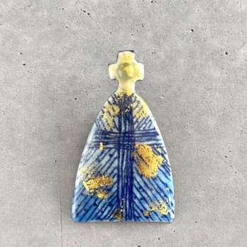 ‎「sankaku大」（書割・b）七宝焼ブローチ