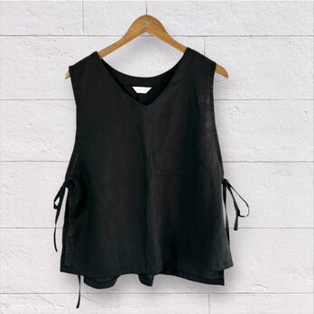 サイドノットベスト ブラックリネン