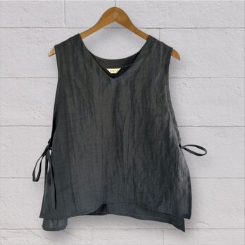 サイドノットベスト グレーリネン