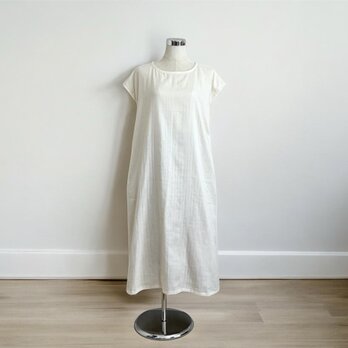 オーガニックコットンWガーゼ◇フレンチスリーブワンピース◇生成り
