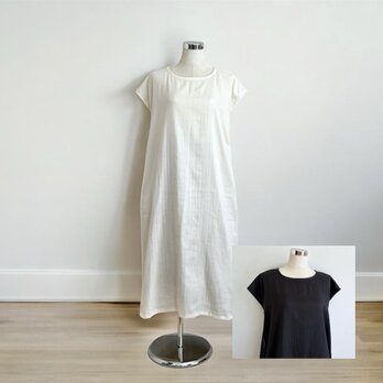オーガニックWガーゼ◇2色◇フレンチスリーブワンピース◇ゆったり