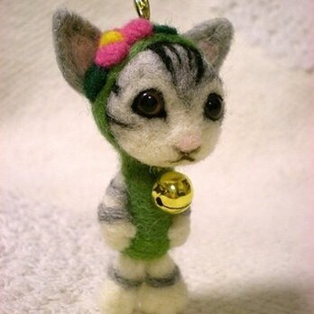 羊毛フェルト 猫ストラップの画像