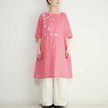 手描き桜・５部袖ワンピース