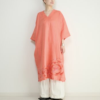 カフタンワンピース・牡丹柄