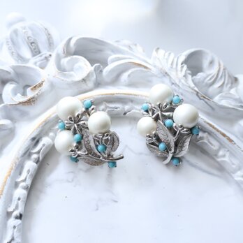 【Sarah Coventry 】ヴィンテージ パール クラスタ―イヤリング｜シルバートーン 1960s–70s