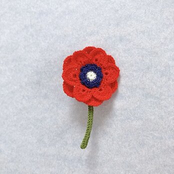 アネモネのブローチ〈赤〉 レース編み